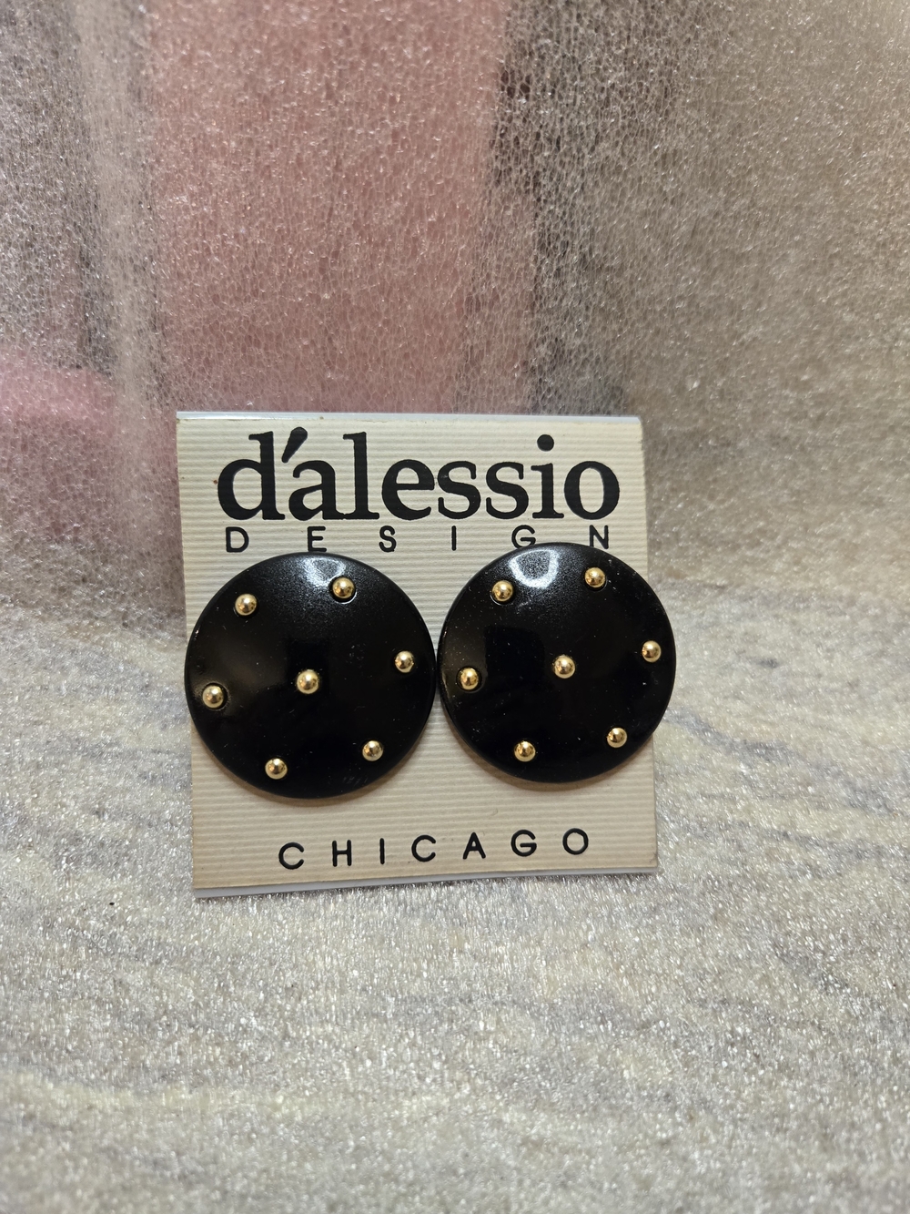 Black and Gold Studded Button Earrings